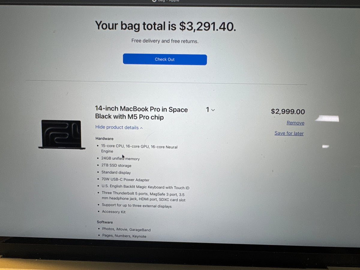 Macbook pro 14” space black. M5 pro 16core gpu. Eligible for AppleCare. new open box. 24gb 2TB