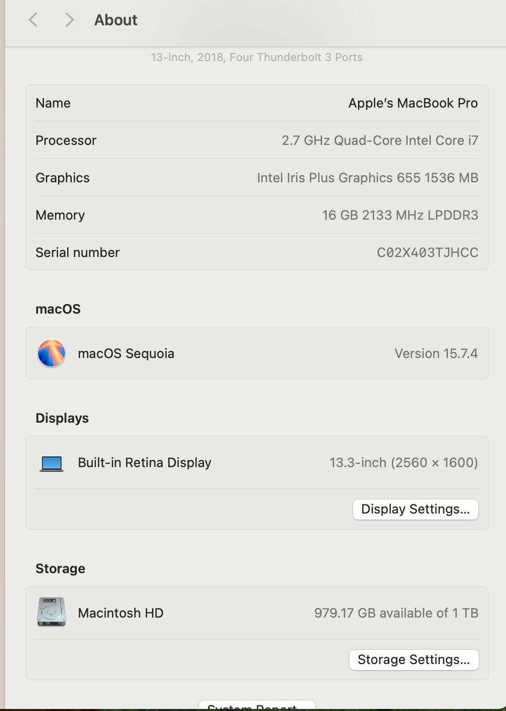 MacBook pro 13@ i7/16/1Tb